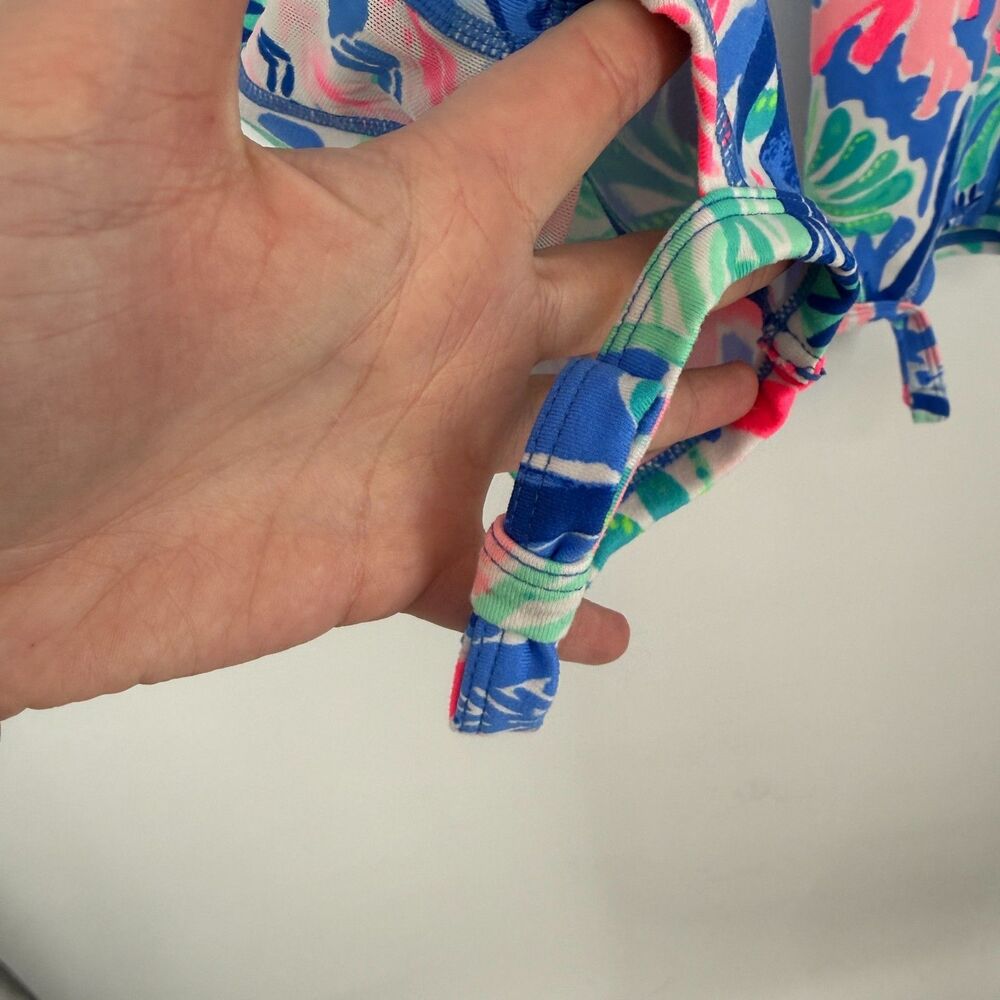Lilly Pulitzer Luxletic Legging Women XL Blue Weekender Crop Tropical Coastal - Picture 4 of 13